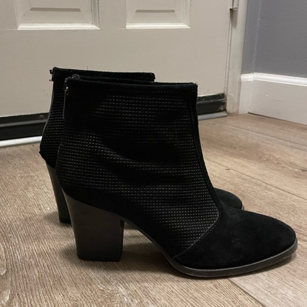 AQUATALIA Black Perforated Suede Weatherproof Ankle Boots